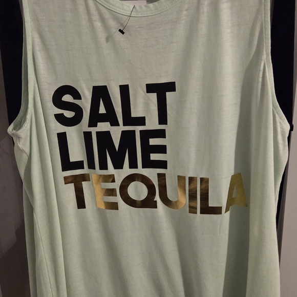 Express Tops - Express Light Green Tank with Bold Text